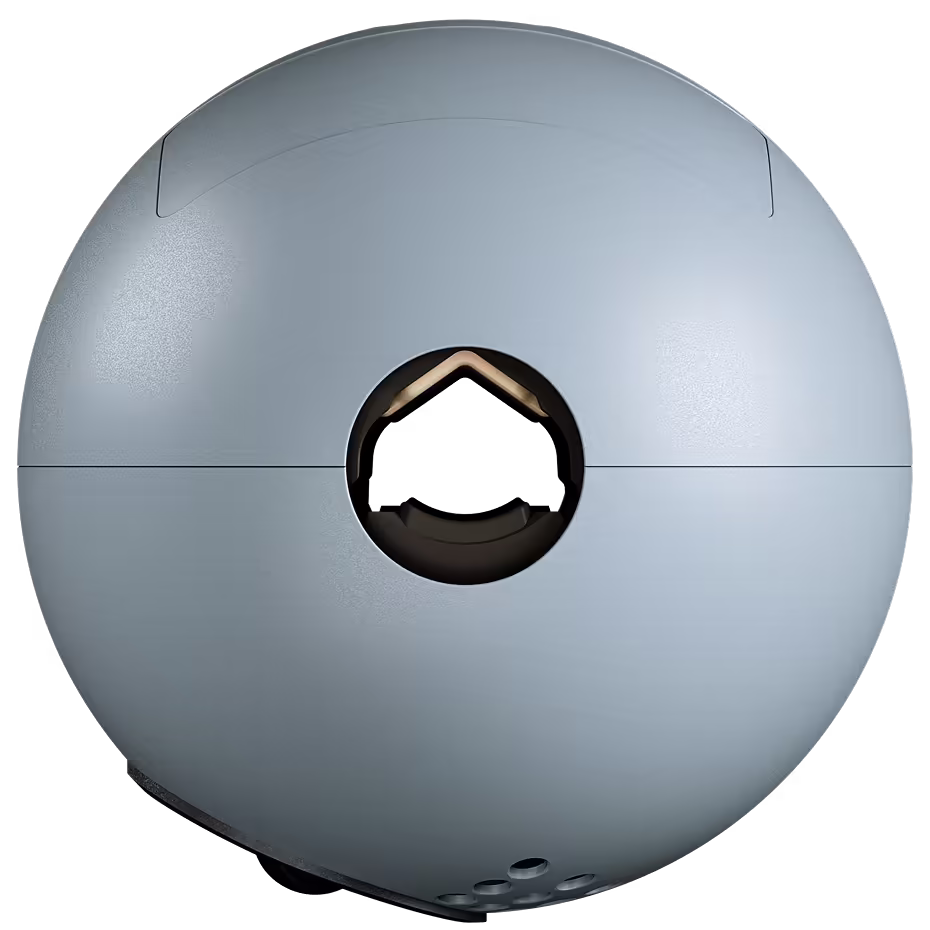 A Neuron sensor from Heimdall Power, a spherical grey ball